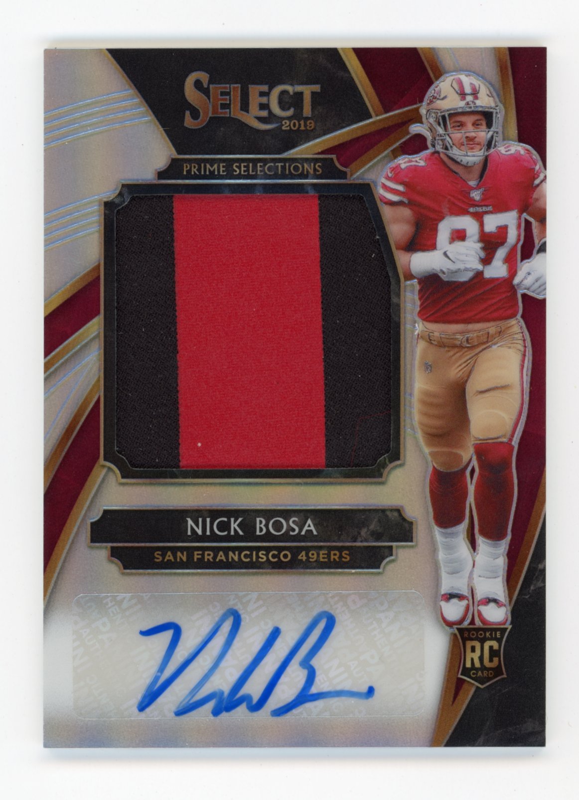 2019 Panini Select Nick Bosa Rookie #PSPS-NB - #/49 Patch Autograph 49ers