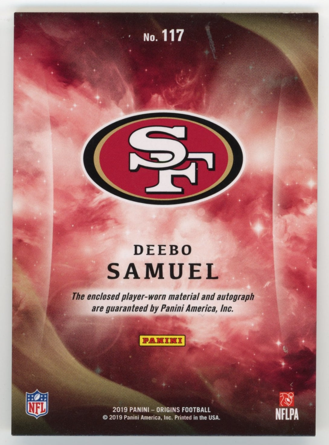 2019 Panini Origins Deebo Samuel Rookie #117 - Patch Autograph 49ers