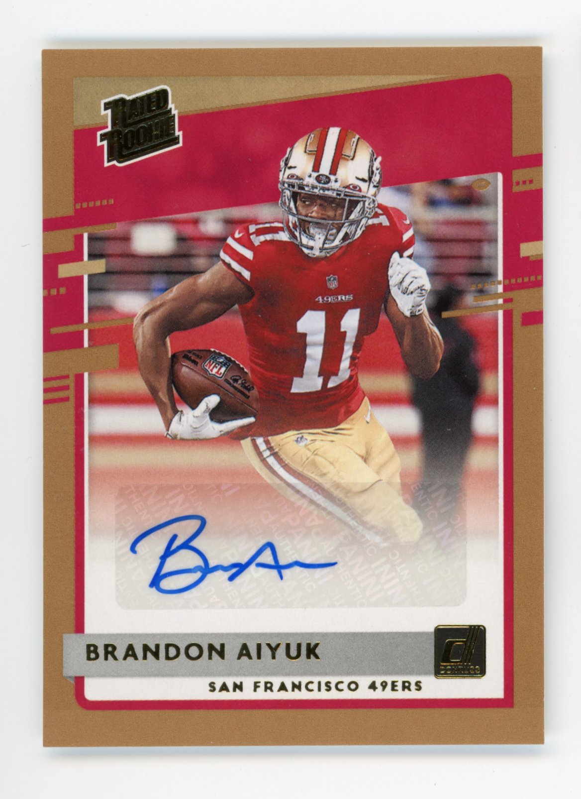 2020 Panini Donruss Brandon Aiyuk Rated Rookie #319 - Autograph Gold 49ers