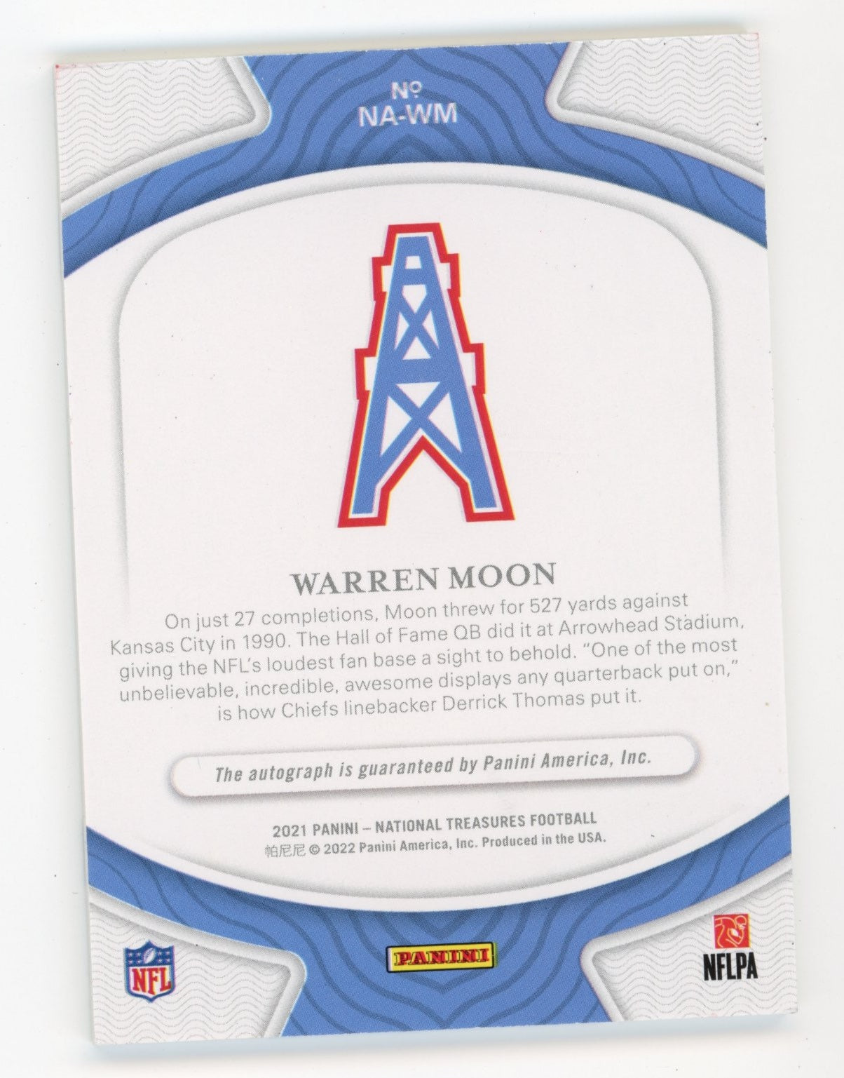 2021 Panini National Treasures Warren Moon #NA-WM - #/49 Autograph Oilers