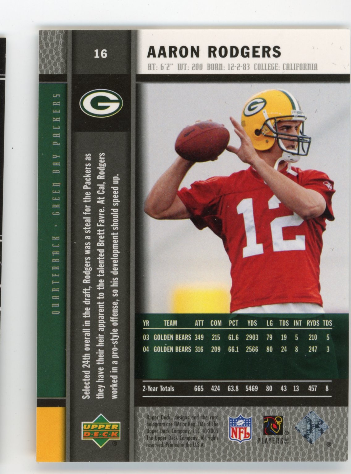 2005 Upper Deck Rookie Premiere Aaron Rodgers RC #16 - Packers