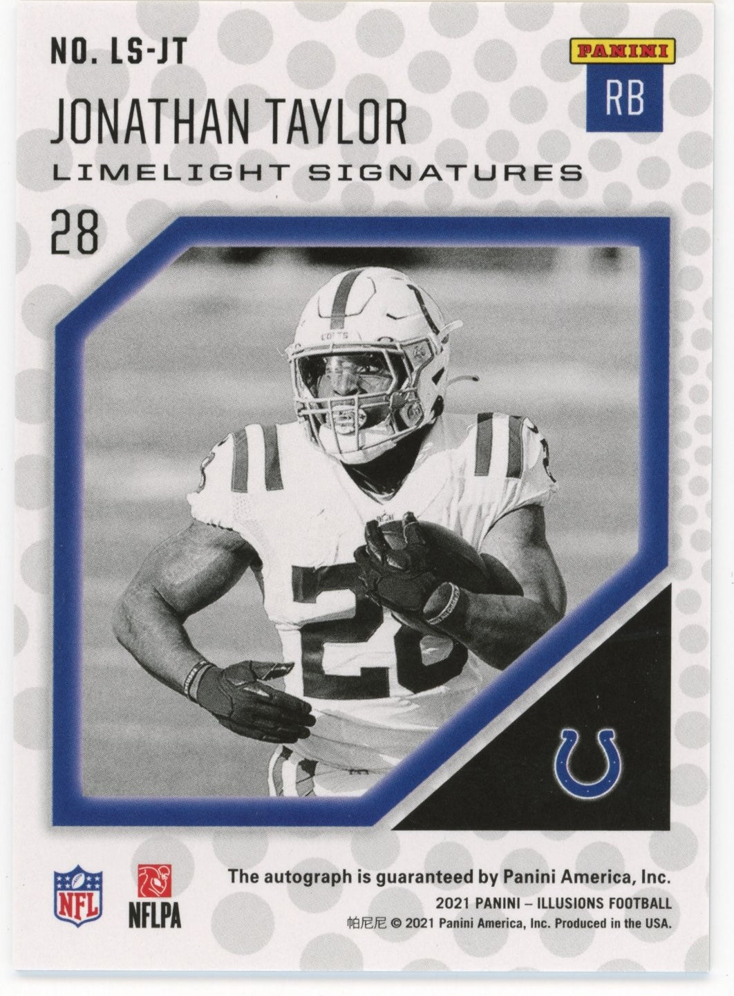 2021 Panini Illusions Limelight Signatures Jonathan Taylor #LS-JT - #/50 Auto Colts