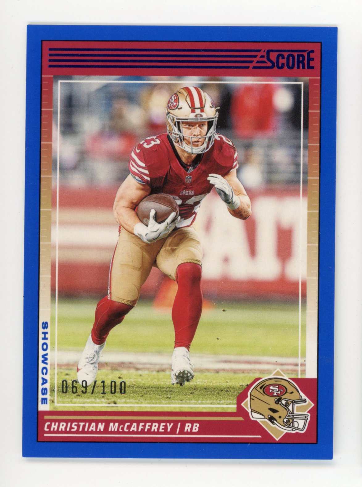 2024 Panini Score Showcase Christian McCaffrey #245 - #/100 Blue 49ers