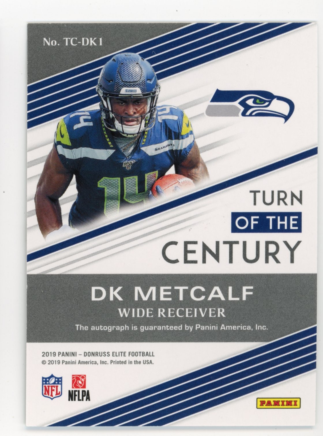 2019 Panini Donruss Elite Turn of the Century DK Metcalf #TC-DKI - #/99 Auto Seahawks