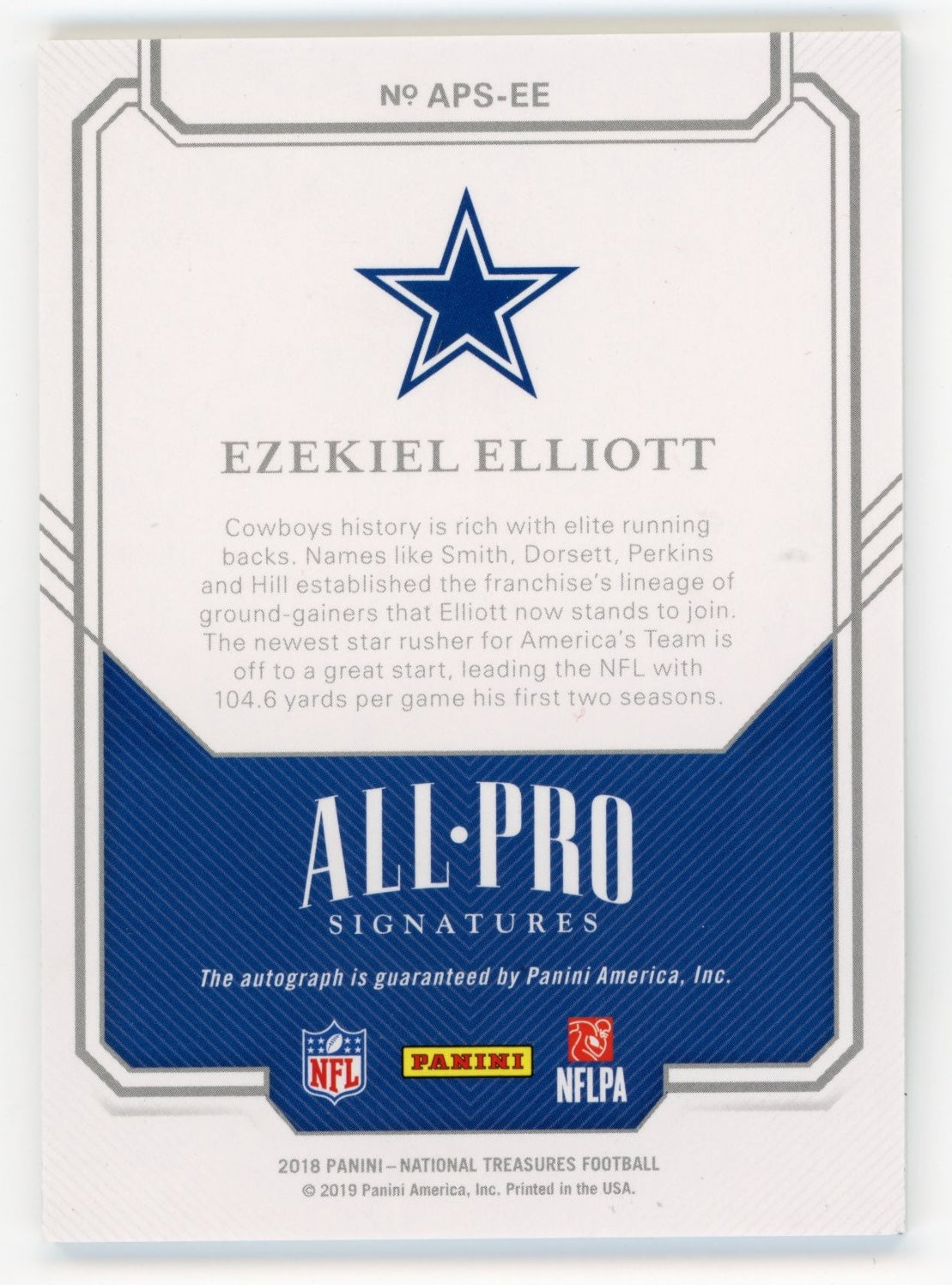 2018 Panini National Treasures All-Pro Signatures Ezekiel Elliott #APS-EE - #/25 Auto Cowboys