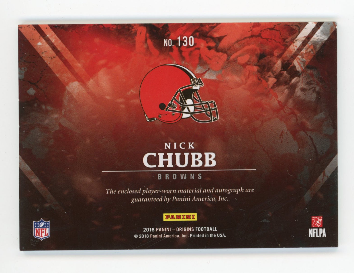 2018 Panini Origins Nick Chubb RC #130 - #/99 Red Jersey Auto Browns