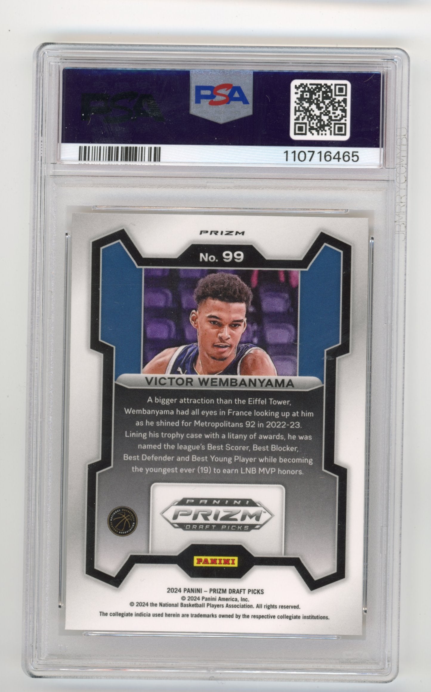 2024 Panini Prizm Draft Picks Victor Wembanyama Rookie #99 - PSA 10 Orange Cracked Ice Spurs