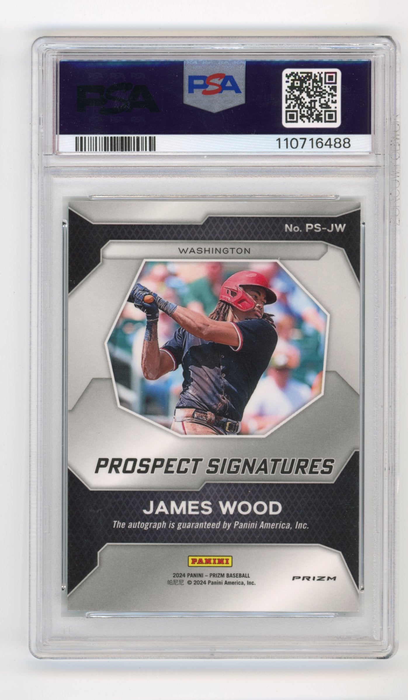 2024 Panini Prizm James Wood Rookie #PSJW - PSA 9 Autograph Green Nationals