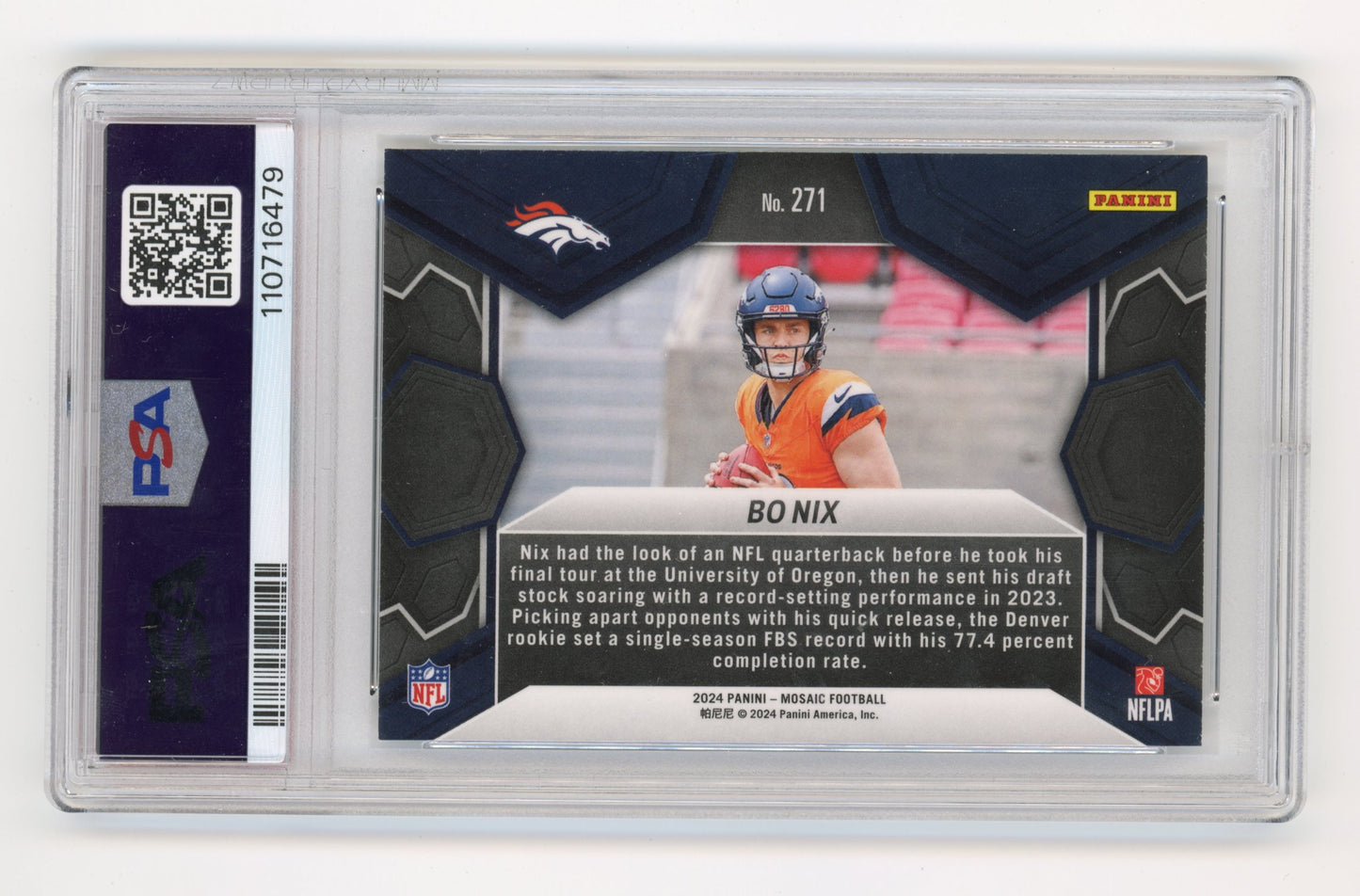 2024 Panini Mosaic Bo Nix Rookie #271 - PSA 9 Broncos