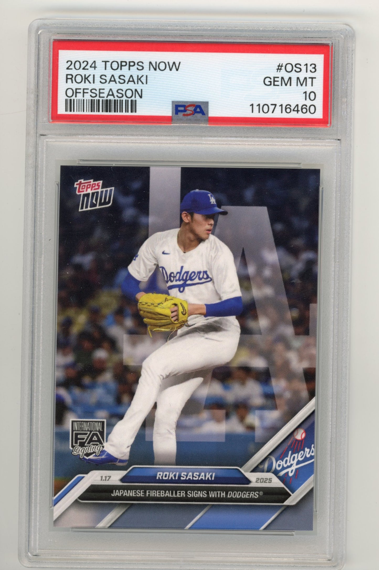 2024 Topps Now Roki Sasaki #OS-13 - PSA 10 Dodgers
