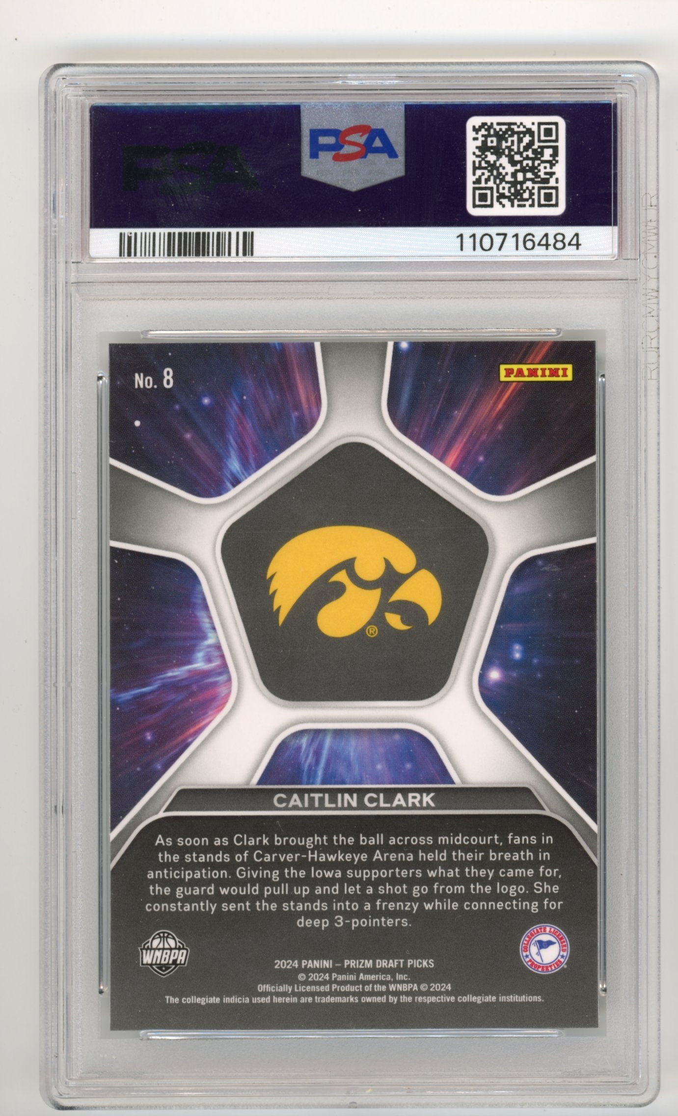 2024 Panini Prizm Draft Picks Caitlin Clark Deep Space RC #8 - PSA 10 Hawkeyes