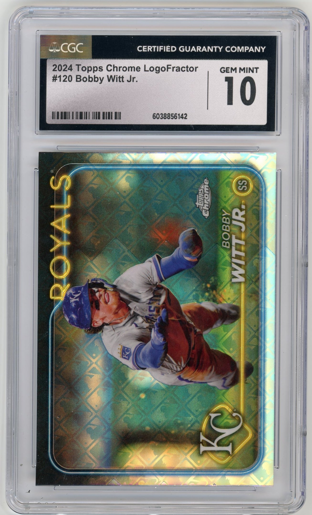 2024 Topps Chrome Bobby Witt Jr. #120 - Logofractor CGC 10 Royals