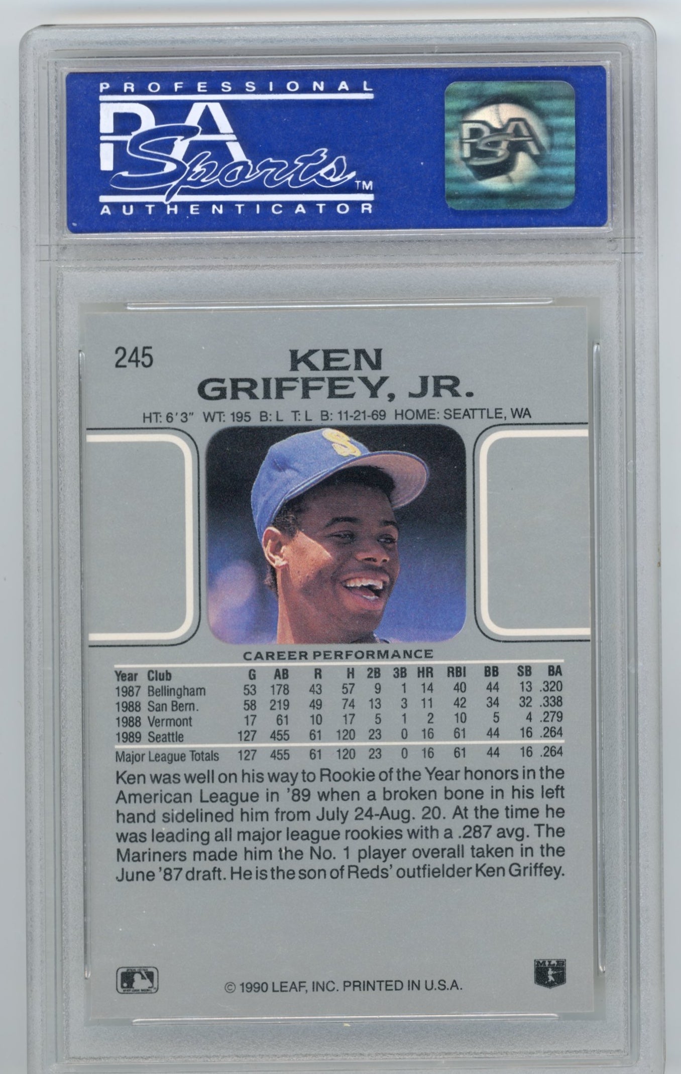 1990 Leaf Ken Griffey Jr. #245 - PSA 9 Mariners