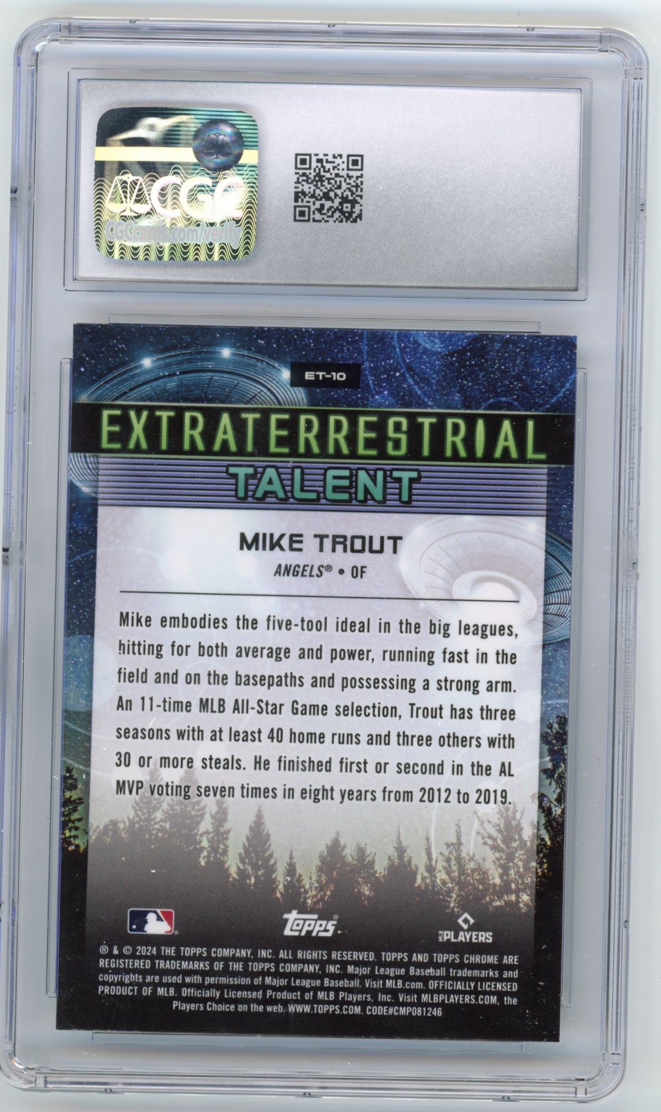2024 Topps Chrome Mike Trout Extraterrestrial Talent #ET-10 - CGC 10 Angels