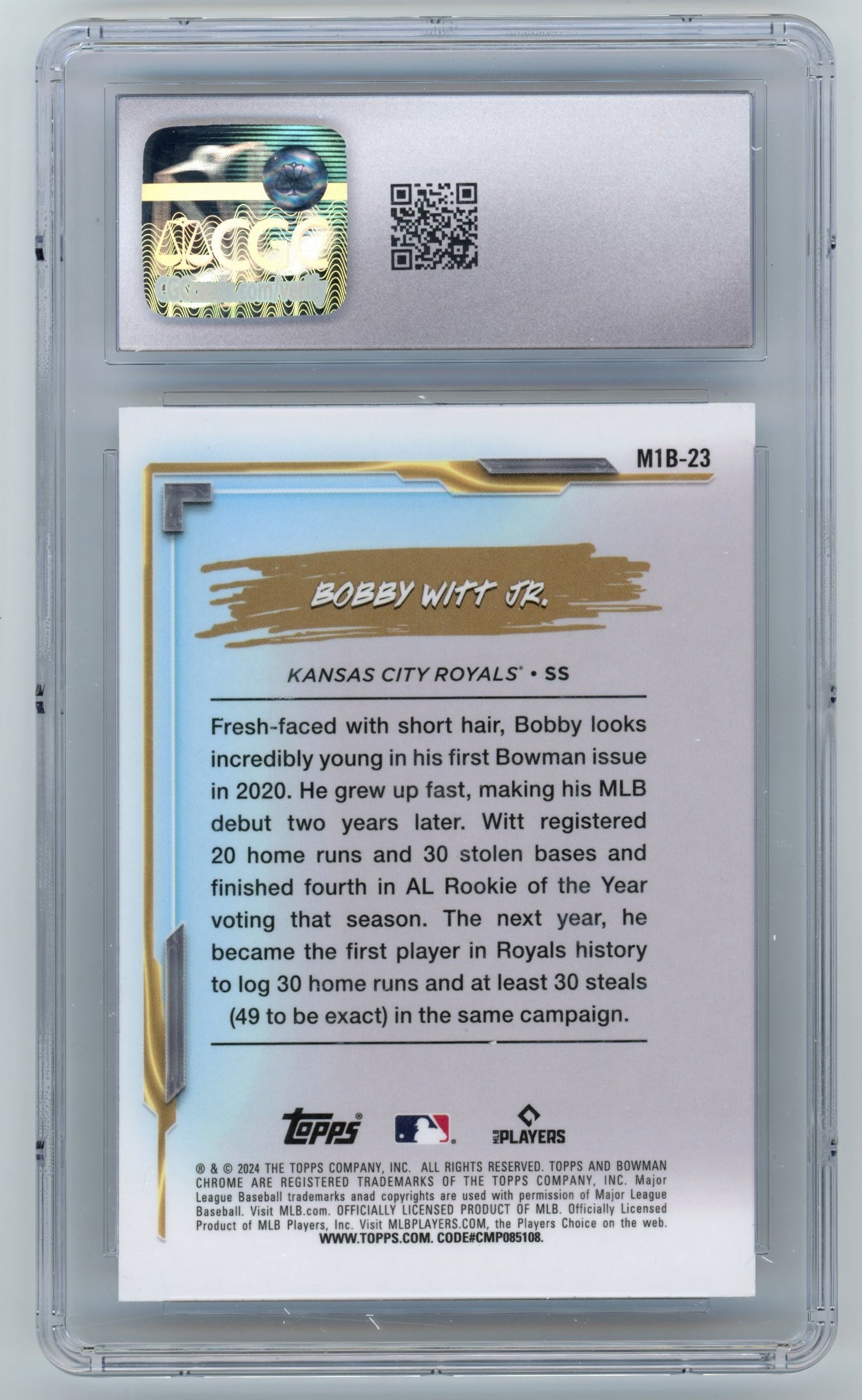 2024 Topps Bowman Chrome Bobby Witt Jr. My 1st Bowman #M1B-23 - CGC 10 Royals