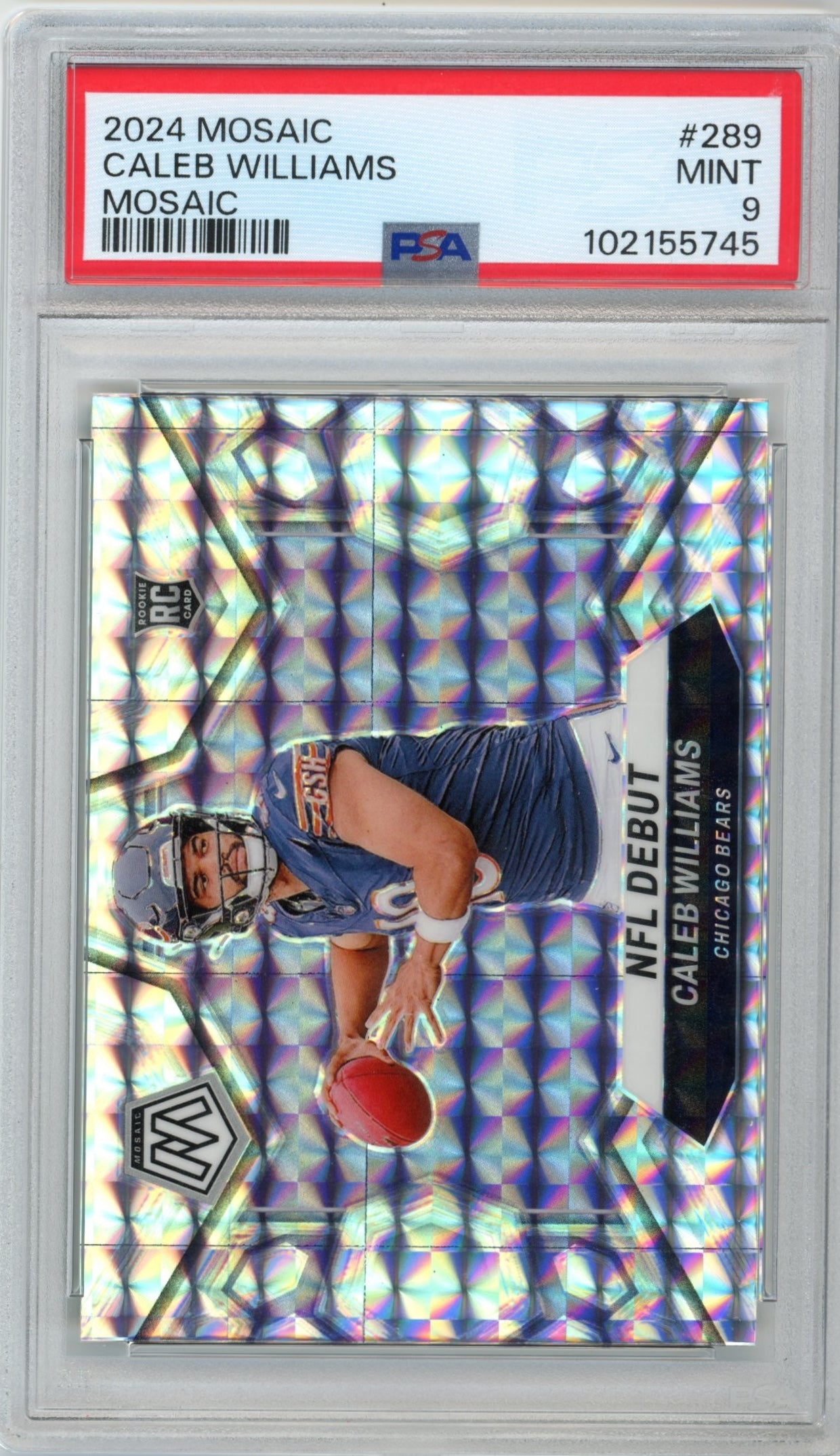 2024 Panini Mosaic Caleb Williams NFL Debut RC #289 - PSA 9 White Mosaic Bears