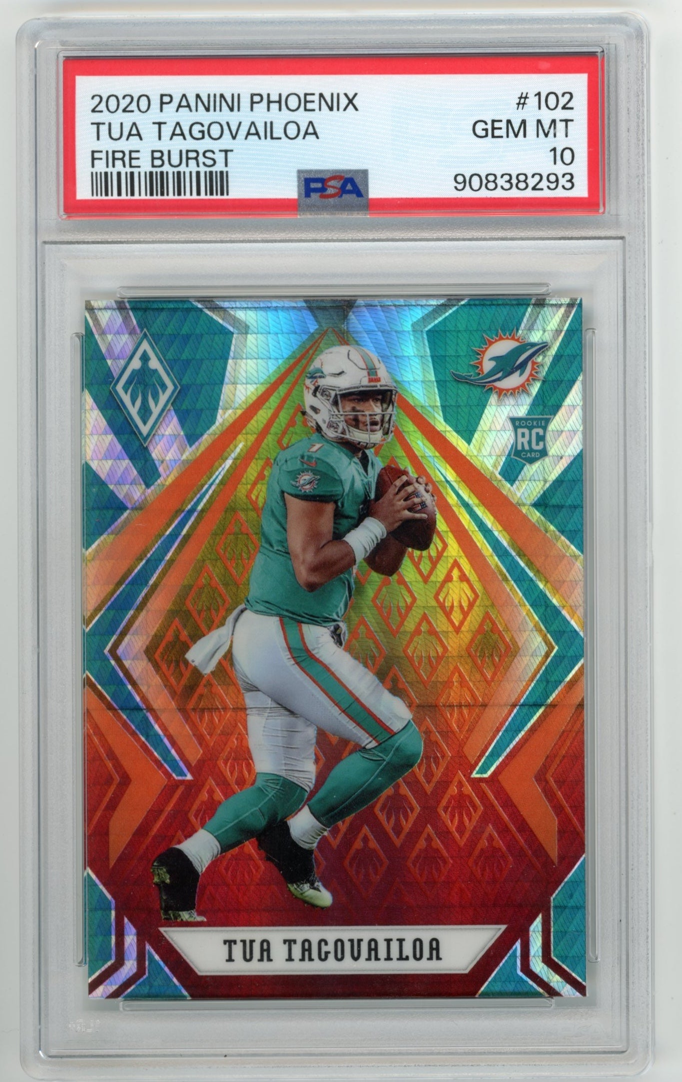 2020 Panini Phoenix Tua Tagovailoa RC #102 - PSA 10 Fire Burst Dolphins