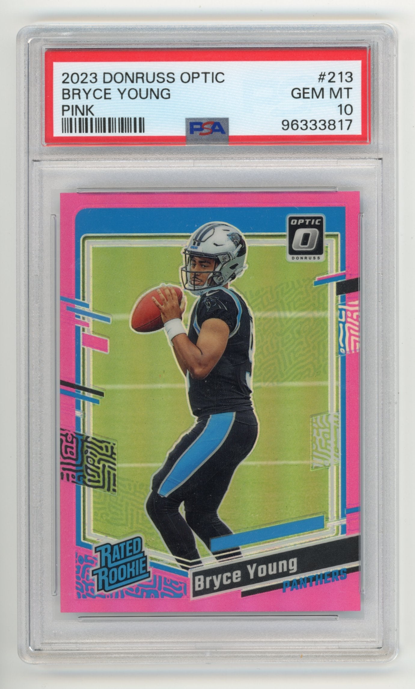 2023 Donruss Optic Bryce Young Rated Rookie RC #213 - PSA 10 Pink Panthers