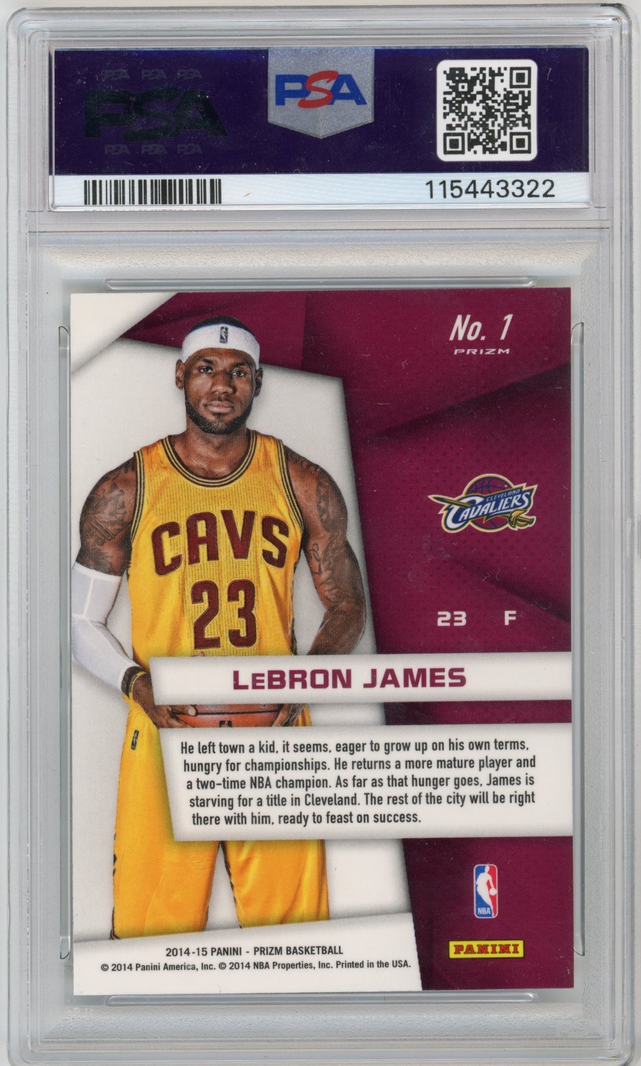 2014 Panini Prizm LeBron James Superstars #1 - Silver PSA 9 Cavaliers