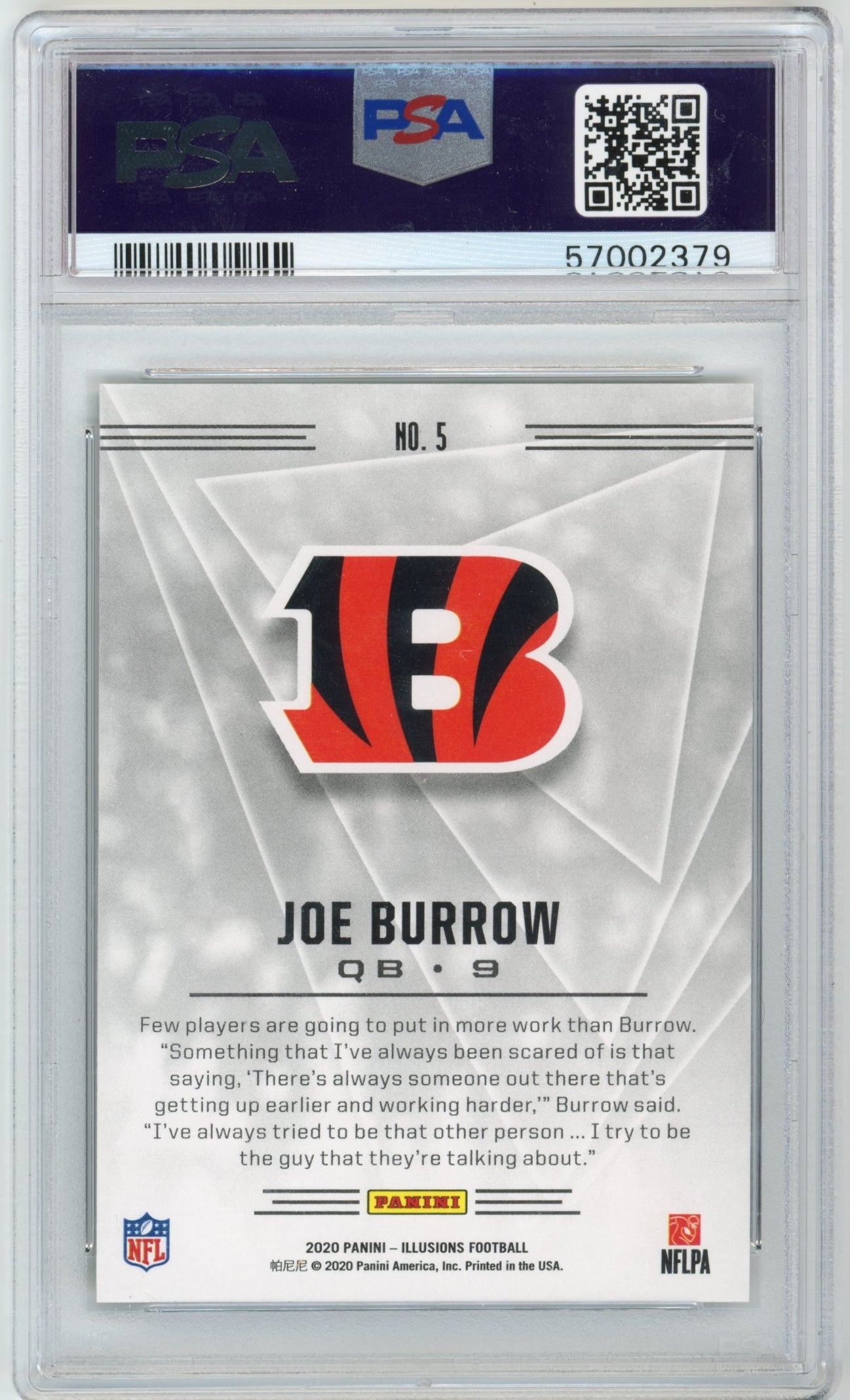 2020 Panini Illusions Joe Burrow RC #5 - PSA 10 Bengals