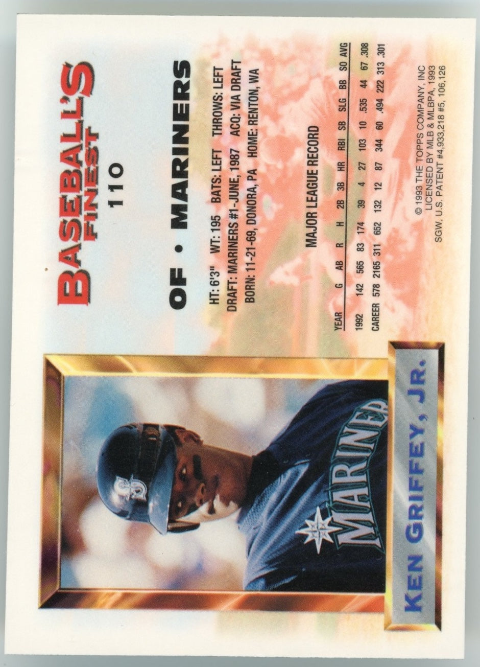 1993 Topps Ken Griffey Jr. Baseball's Finest #110 - Green Mariners
