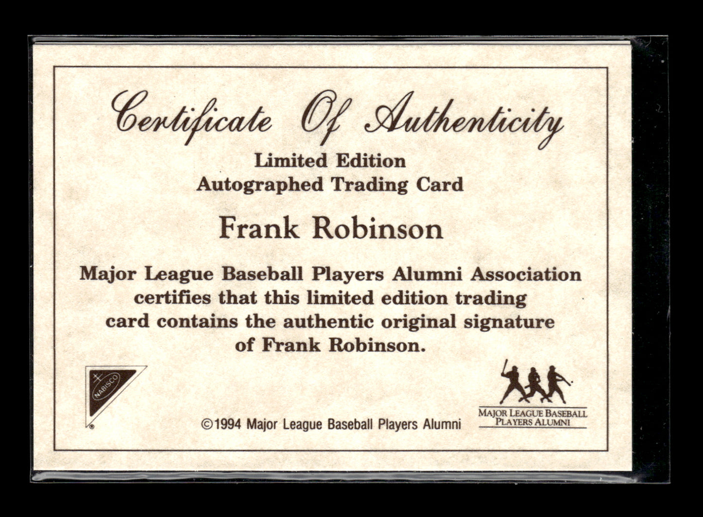 1994 Nabisco All-Star Legends Autographs Frank Robinson #NNO Baltimore Orioles