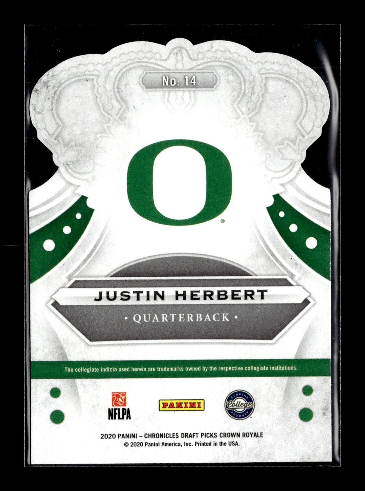2020 Panini Chronicles Justin Herbert #CR-3 Crown Royale Los Angeles Chargers