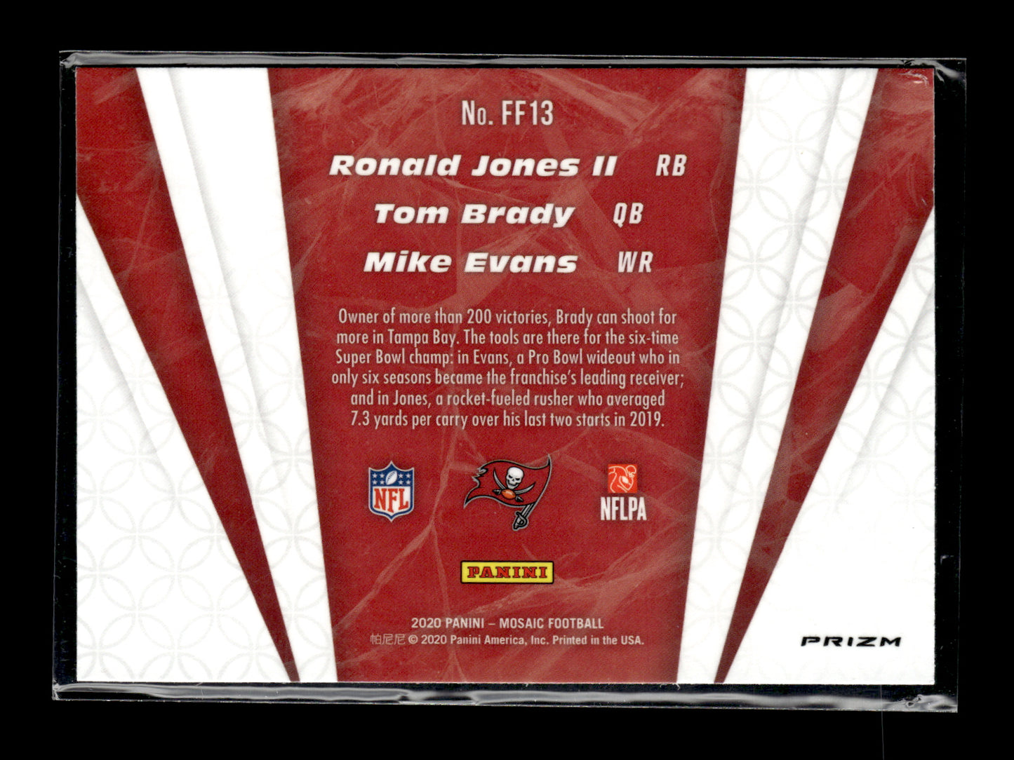 2020 Panini Mosaic Mike Evans / Ronald Jones II / Tom Brady #FF13 Flea Flicker Prizm Green Tampa Bay Buccaneers
