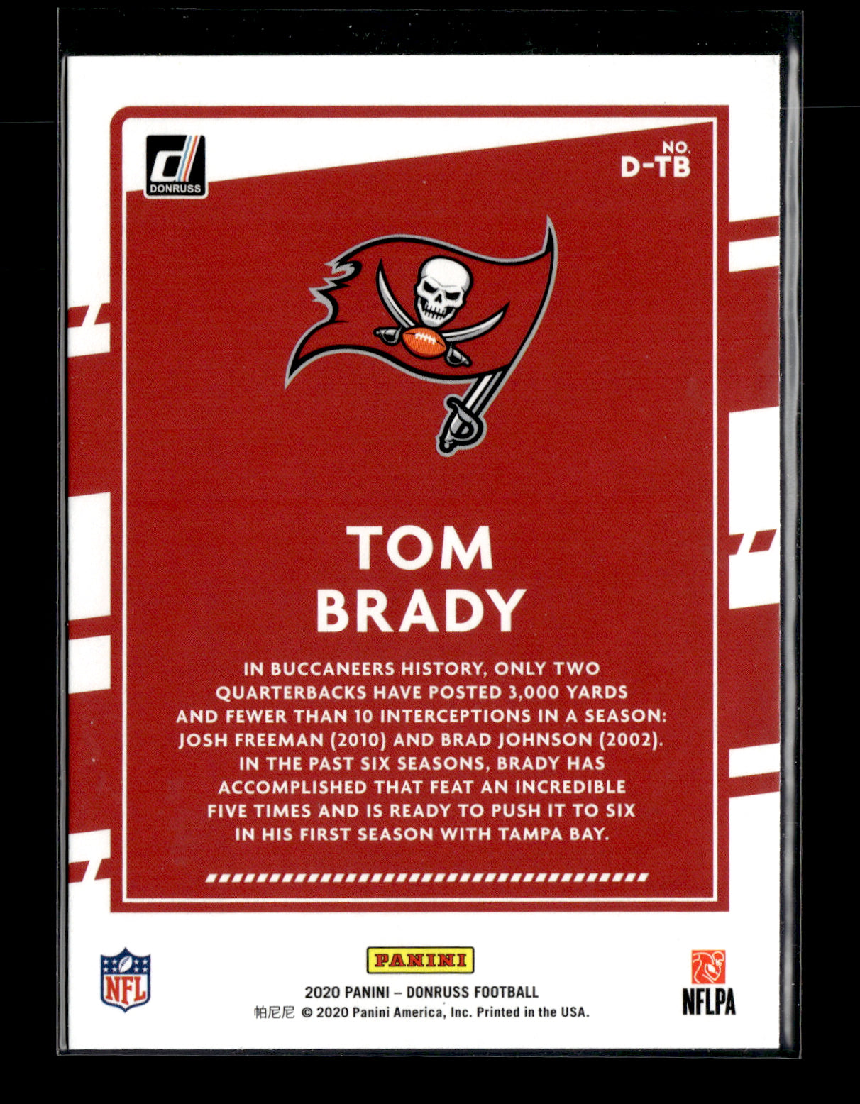 2020 Donruss Tom Brady #D-TB Dominators Tampa Bay Buccaneers