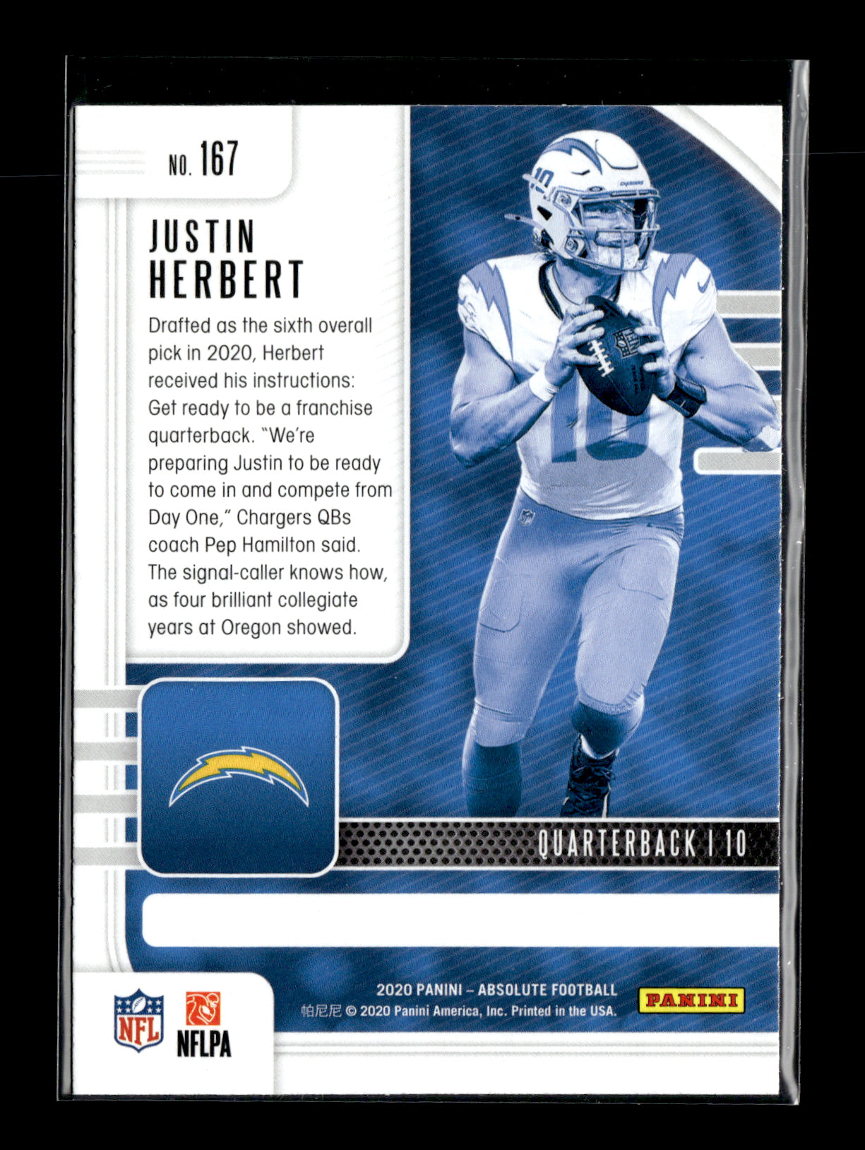 2020 Panini Absolute Justin Herbert #167 Red Los Angeles Chargers