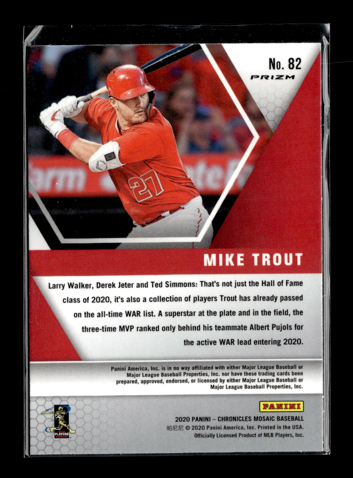 2020 Panini Chronicles Mike Trout #82 Mosaic Prizm Los Angeles Angels