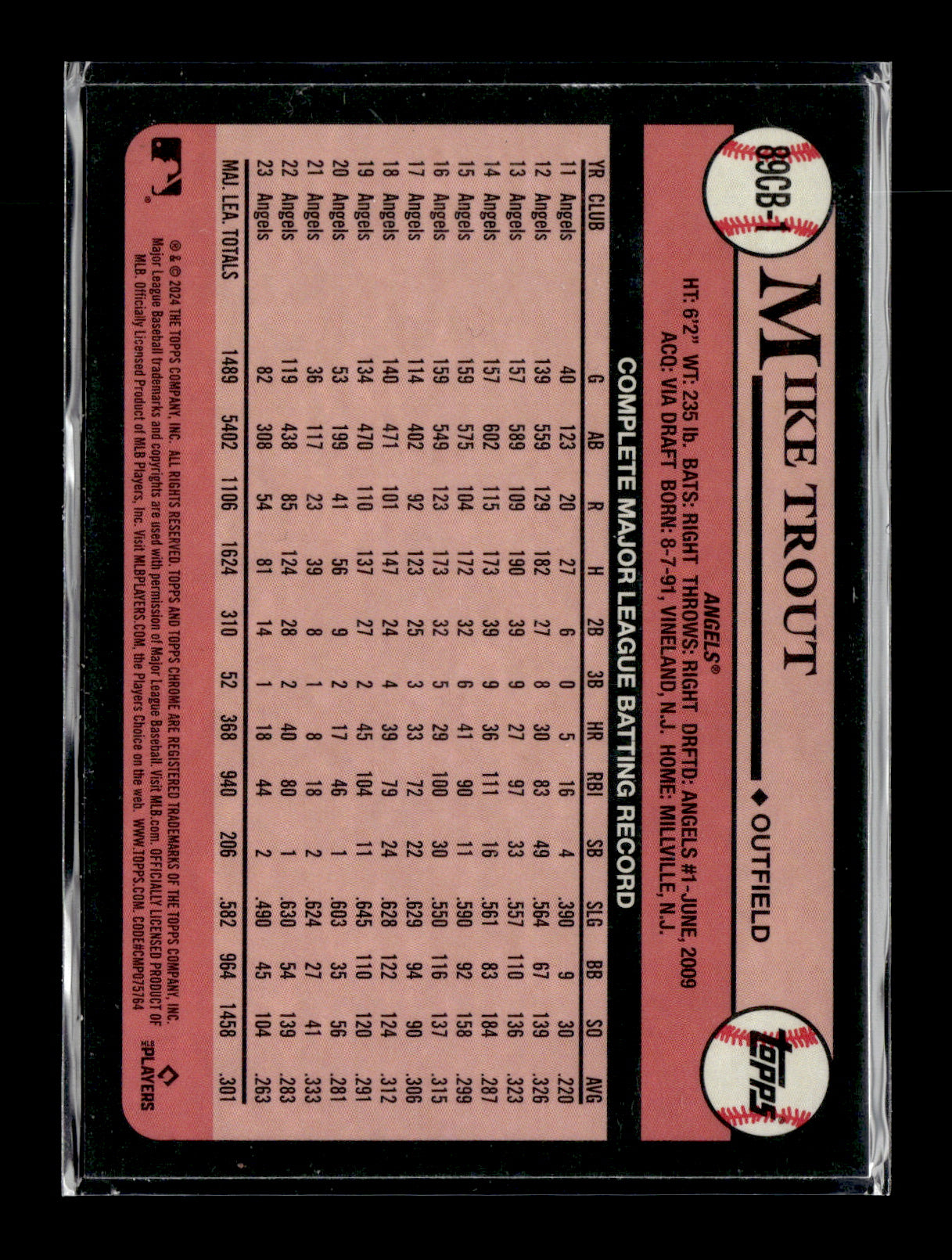 2024 Topps Chrome Mike Trout #89CB-1 1989 Topps Baseball 35th Anniversary SuperFractors #/1 Los Angeles Angels