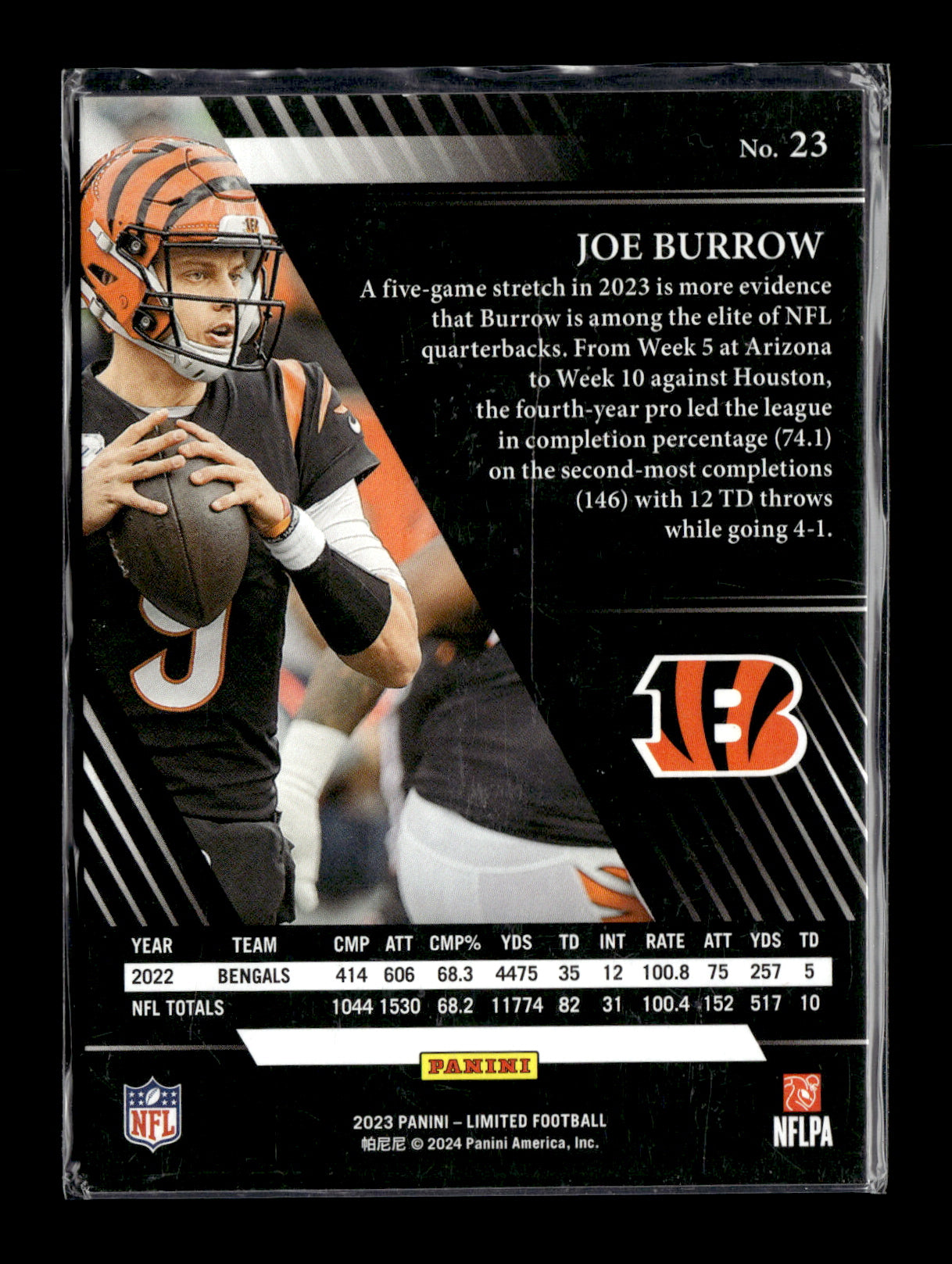 2023 Panini Limited Joe Burrow #23 Cincinnati Bengals