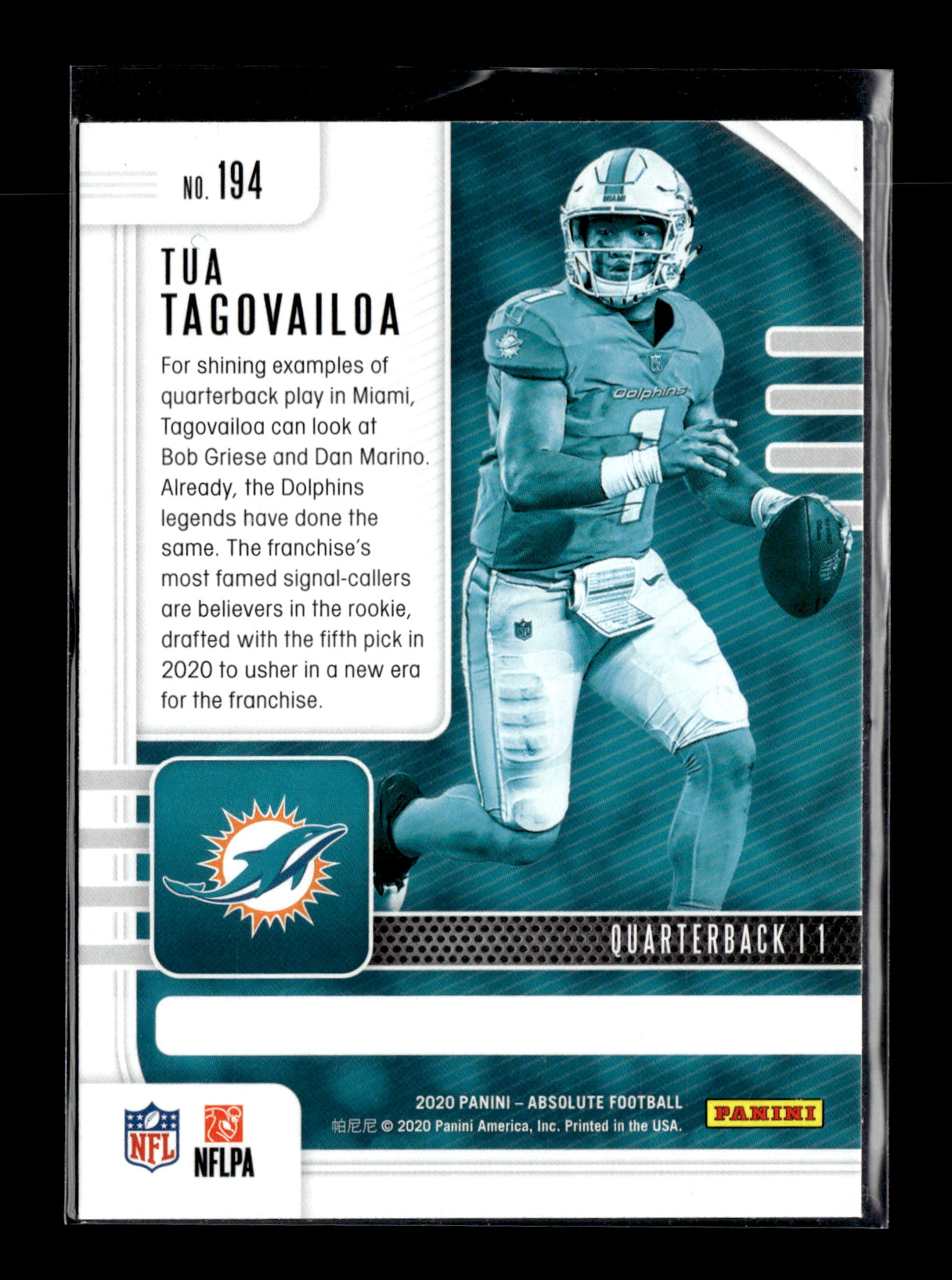 2020 Panini Absolute Tua Tagovailoa #194 #/199 Miami Dolphins
