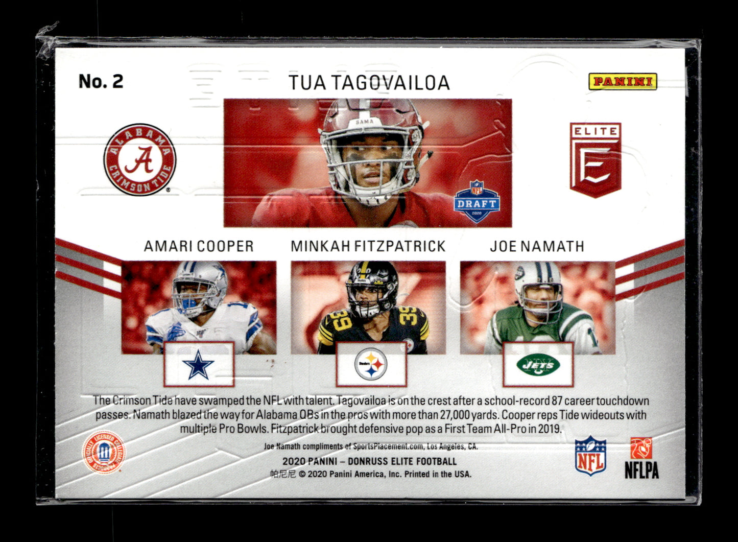 2020 Donruss Elite Tua Tagovailoa / Amari Cooper / Joe Namath / Minkah Fitzpatrick #2 Elite Company