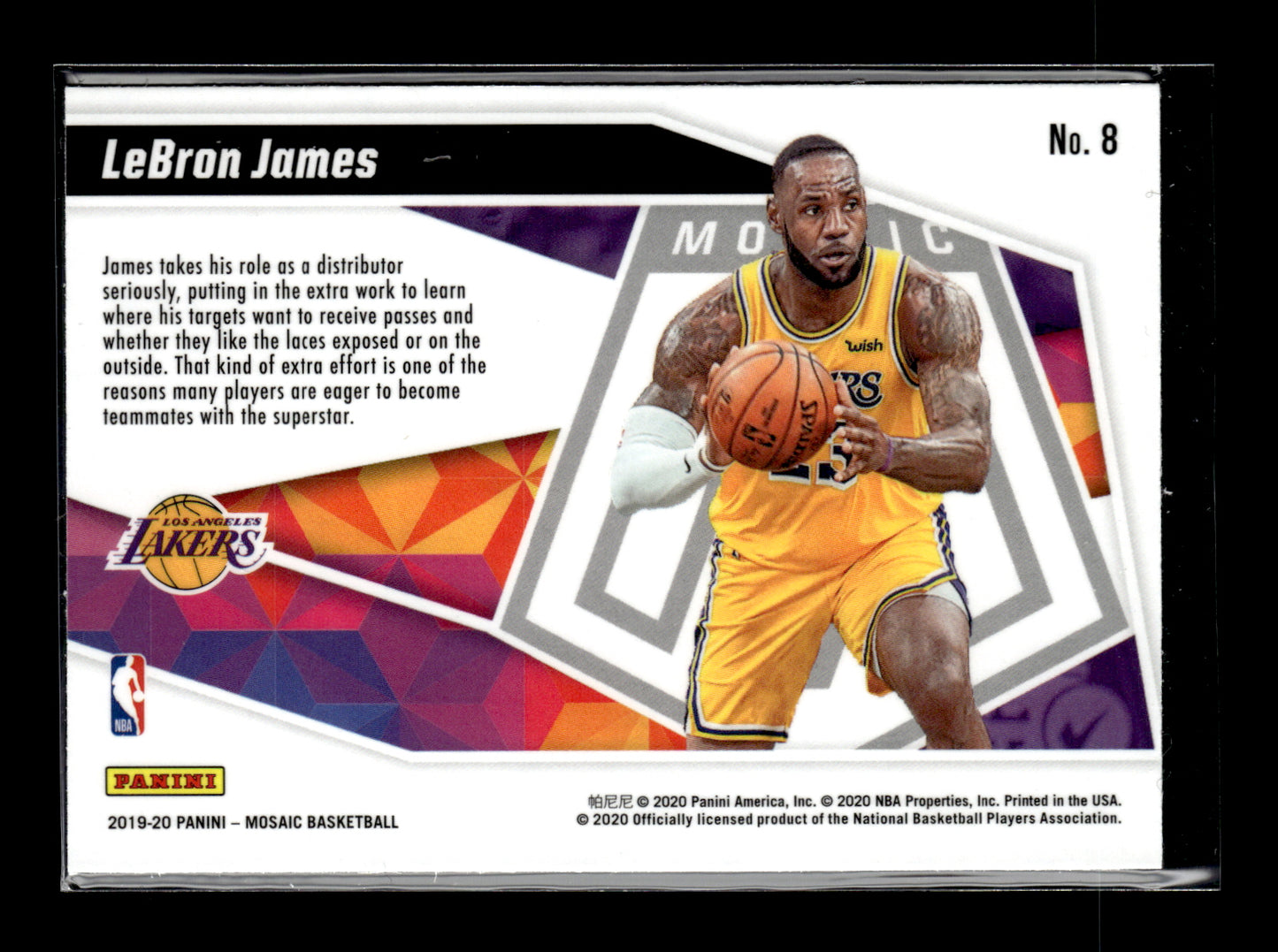 2019-20 Panini Mosaic LeBron James #8 Give and Go Los Angeles Lakers