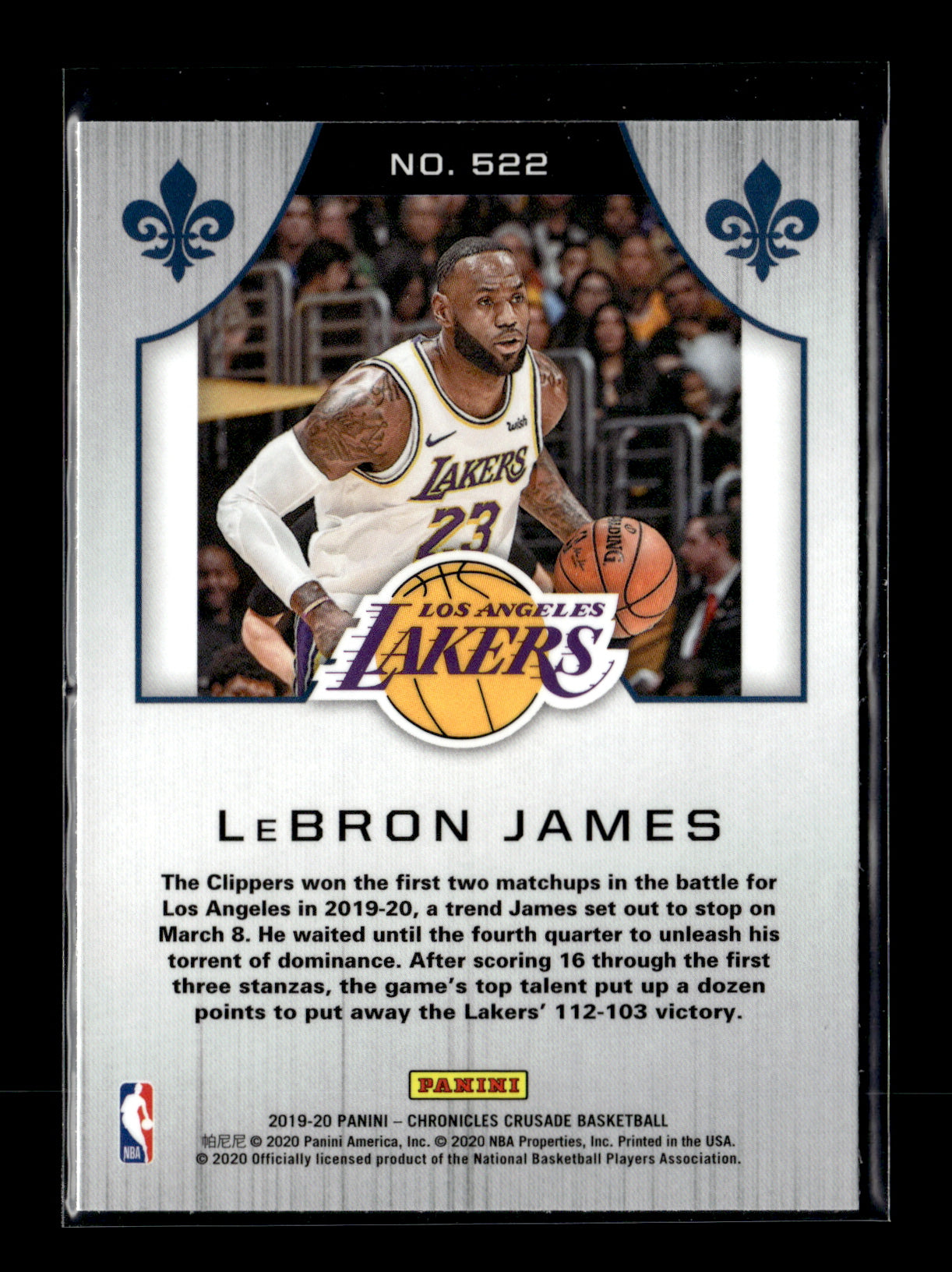 2019-20 Panini Chronicles LeBron James #522 Los Angeles Lakers