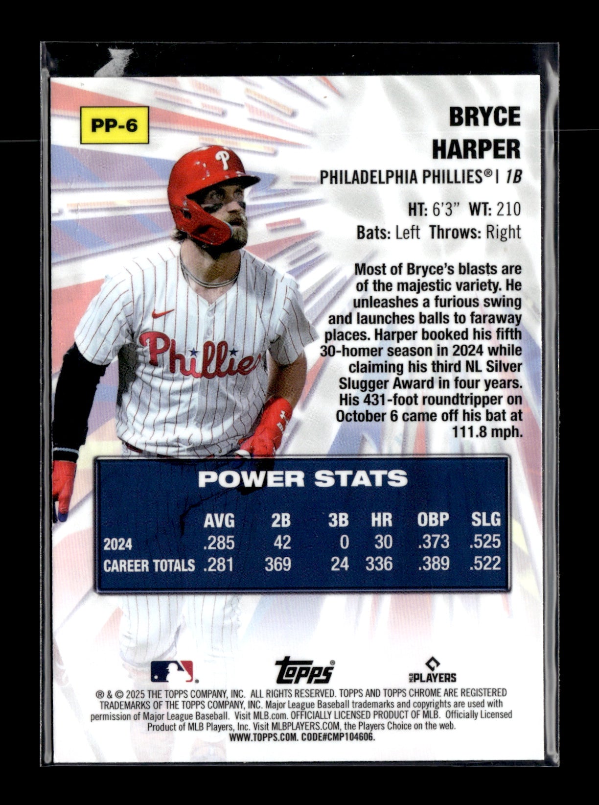 2025 Topps Chrome Bryce Harper #PP-6 Power Players Philadelphia Phillies