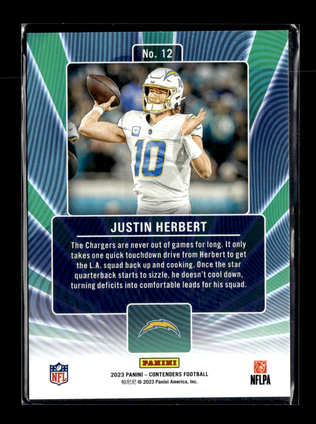 2023 Panini Contenders Justin Herbert #12 Winning Ticket Los Angeles Chargers