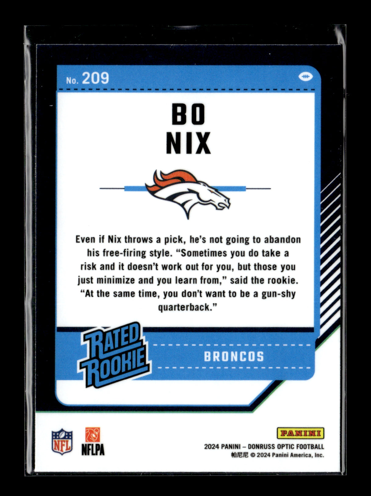 2024 Donruss Optic Bo Nix #209 Denver Broncos