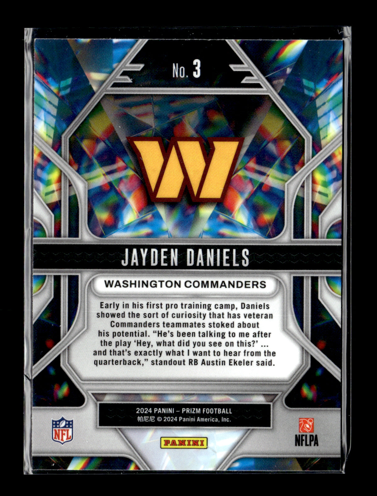 2024 Panini Prizm Jayden Daniels #3 Prizmatic Washington Commanders