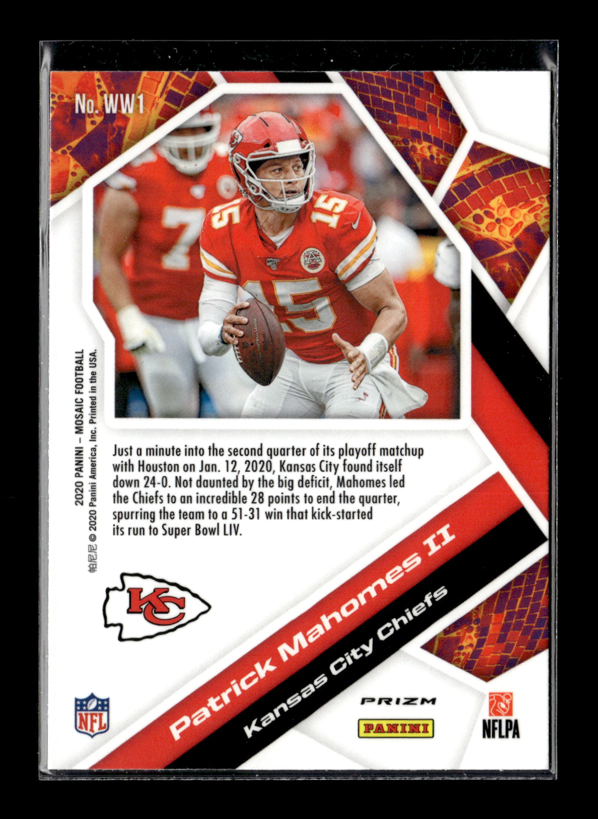 2020 Panini Mosaic Patrick Mahomes II #WW1 Will to Win Prizm Green