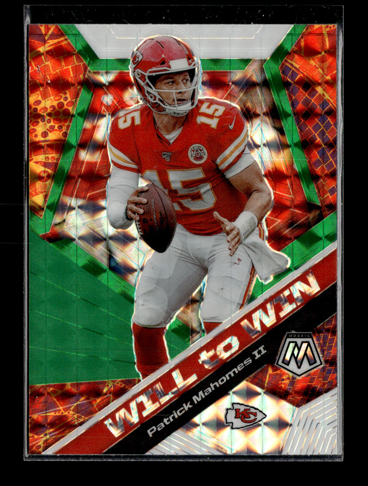 2020 Panini Mosaic Patrick Mahomes II #WW1 Will to Win Prizm Green