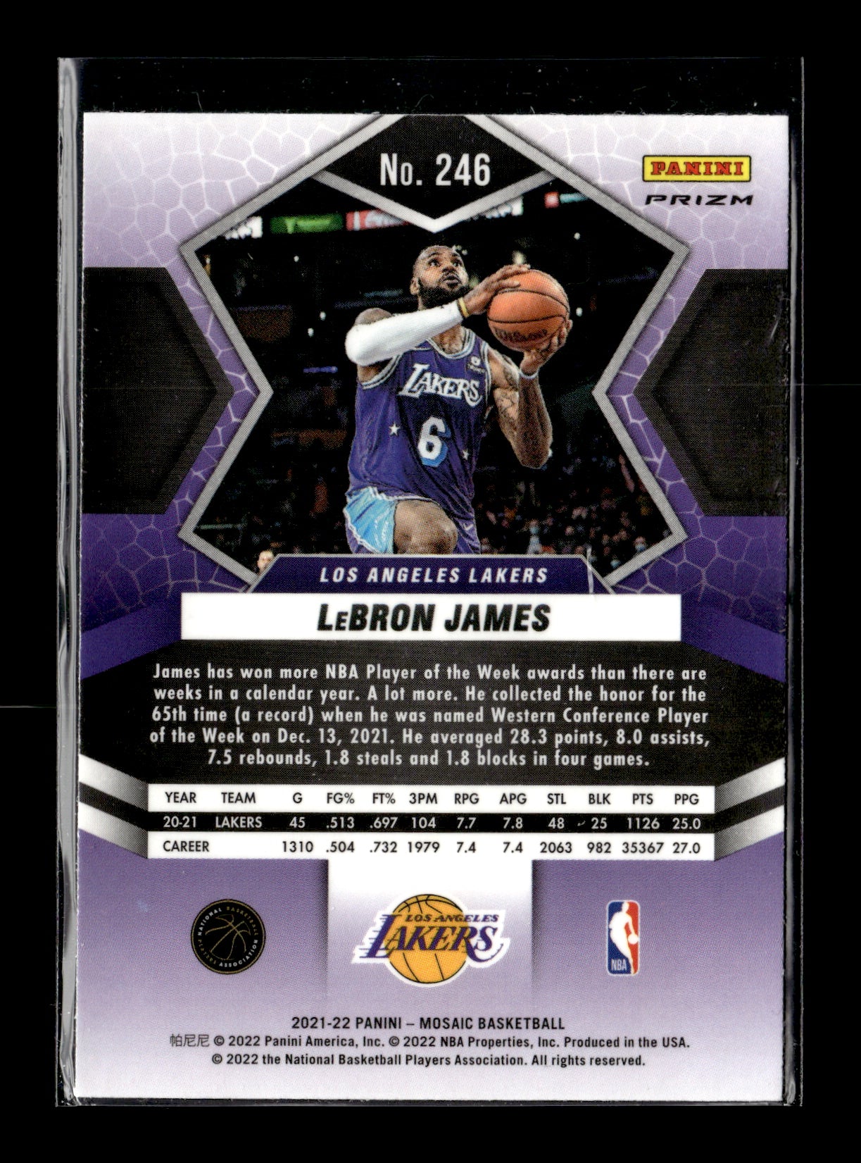 2021-22 Panini Mosaic LeBron James #246 Silver Los Angeles Lakers