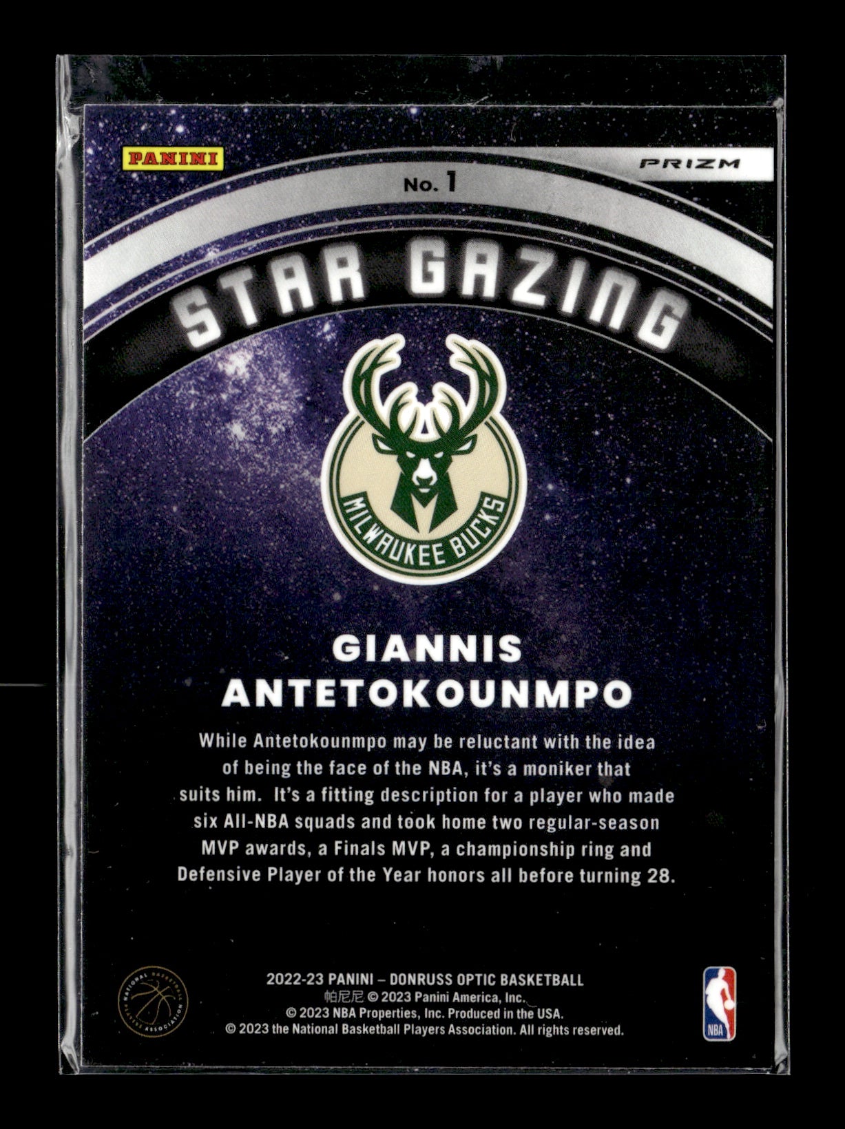 2022-23 Donruss Optic Giannis Antetokounmpo #1 Star Gazing Holo Fast Break