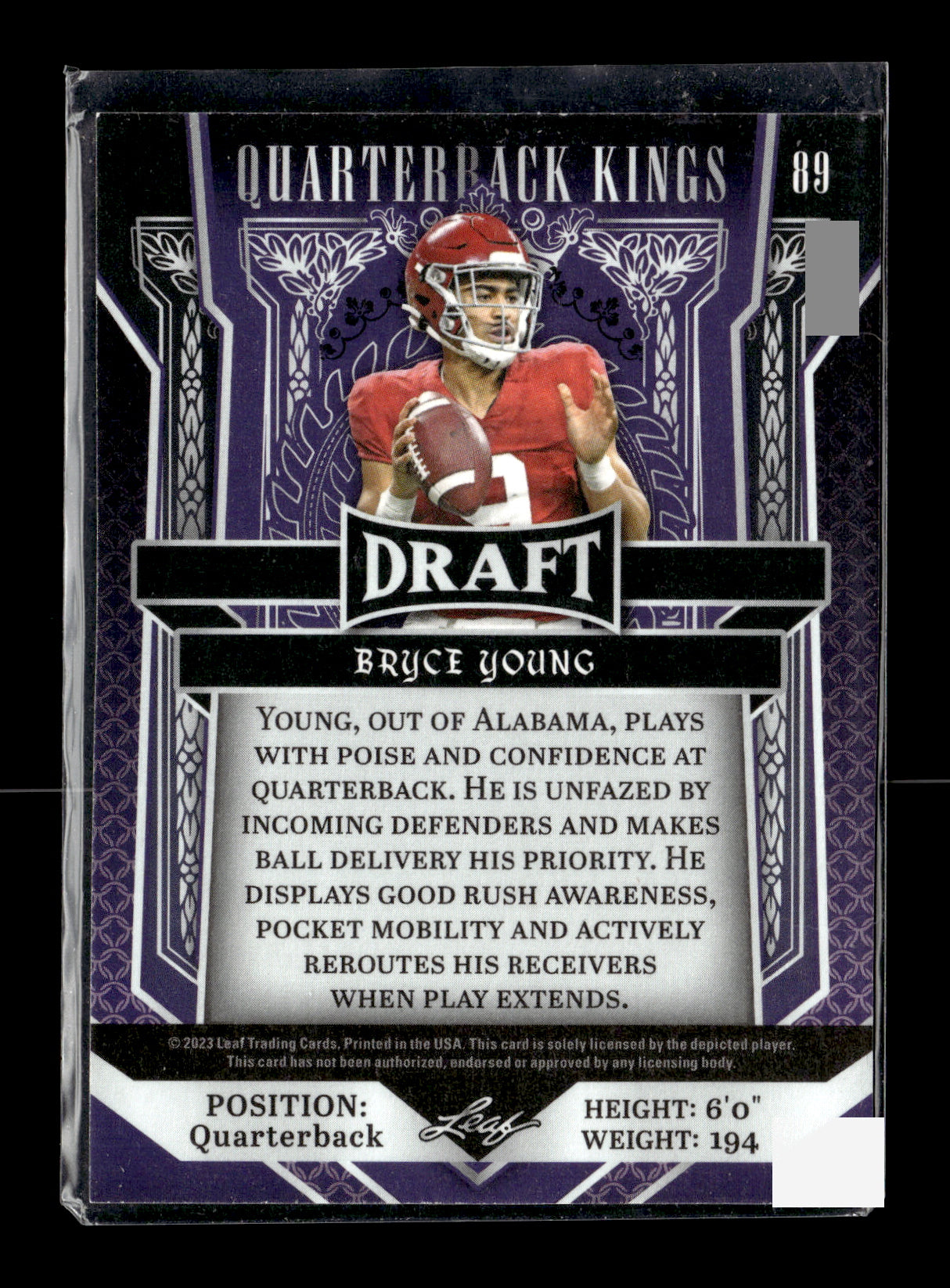 2023 Leaf Draft Bryce Young #89 Red Alabama Crimson Tide