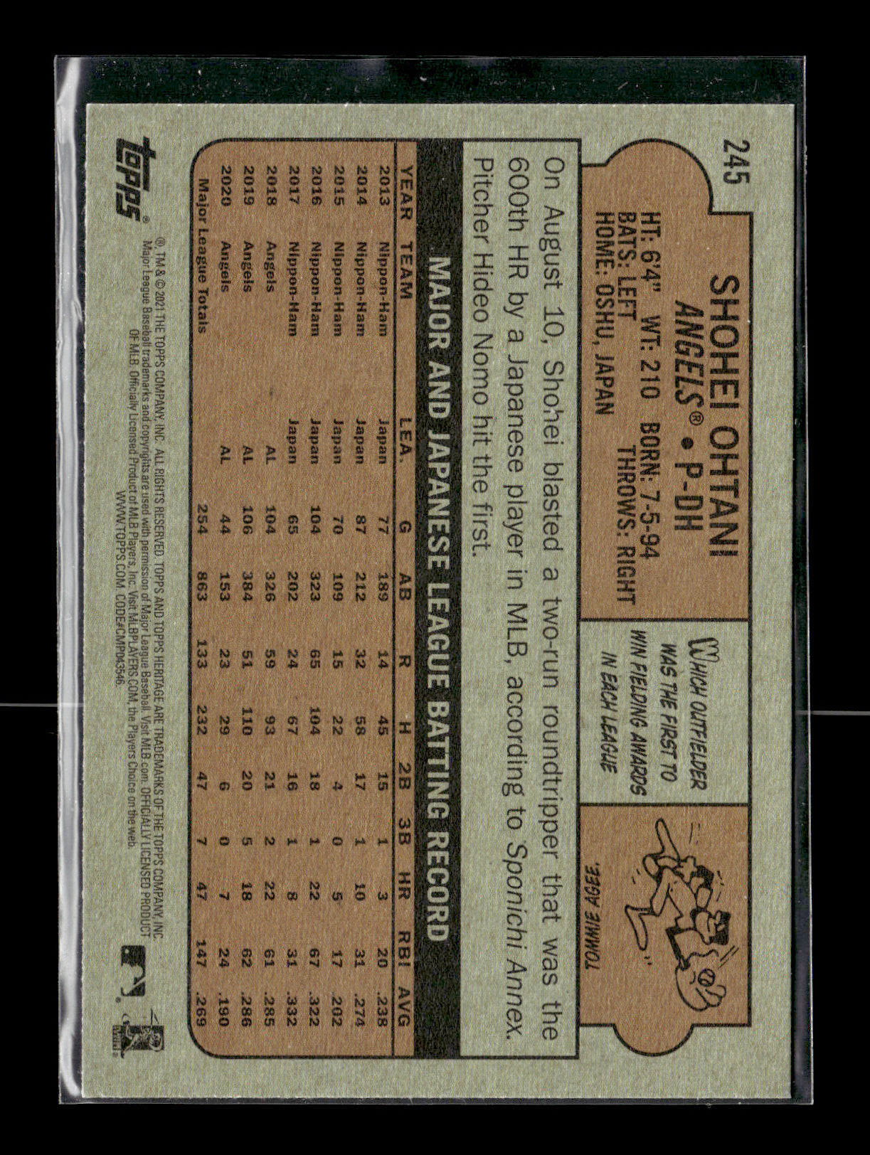 2021 Topps Heritage Shohei Ohtani #245 Los Angeles Angels