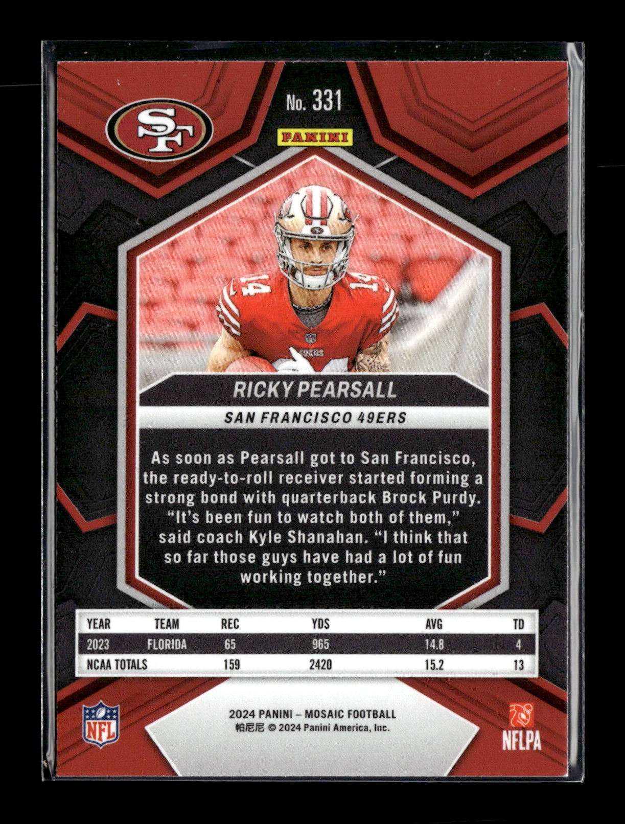 2024 Panini Mosaic Ricky Pearsall #331 San Francisco 49ers
