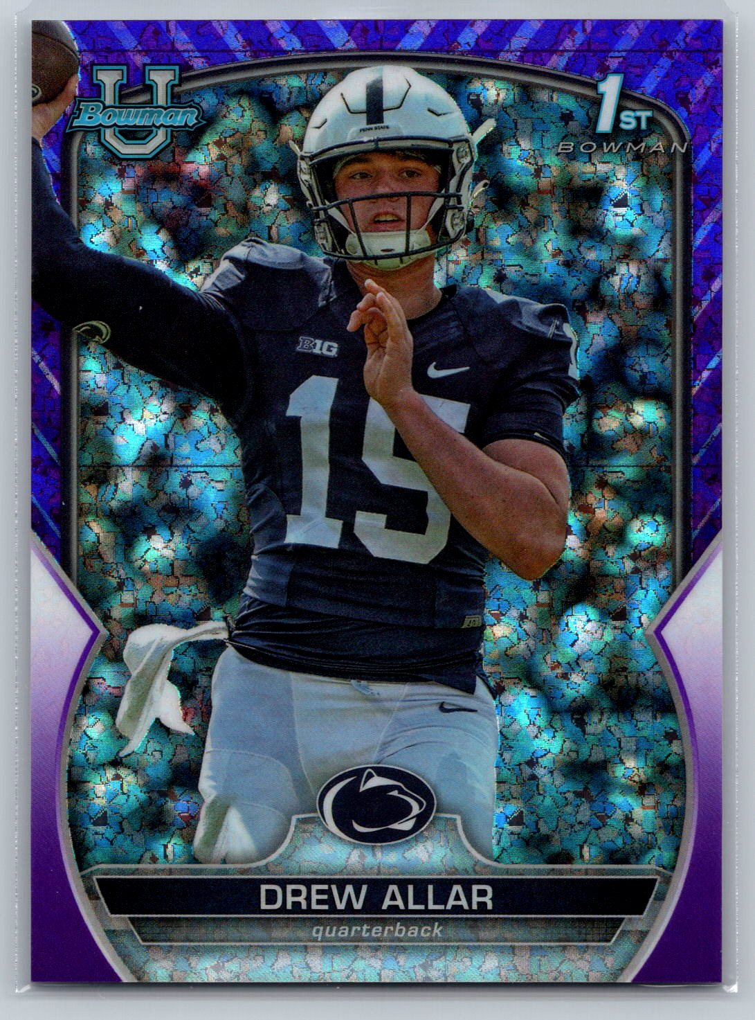2022 Bowman U #59 Drew Allar Purple MiniDiamond Refractor #/399 Penn State
