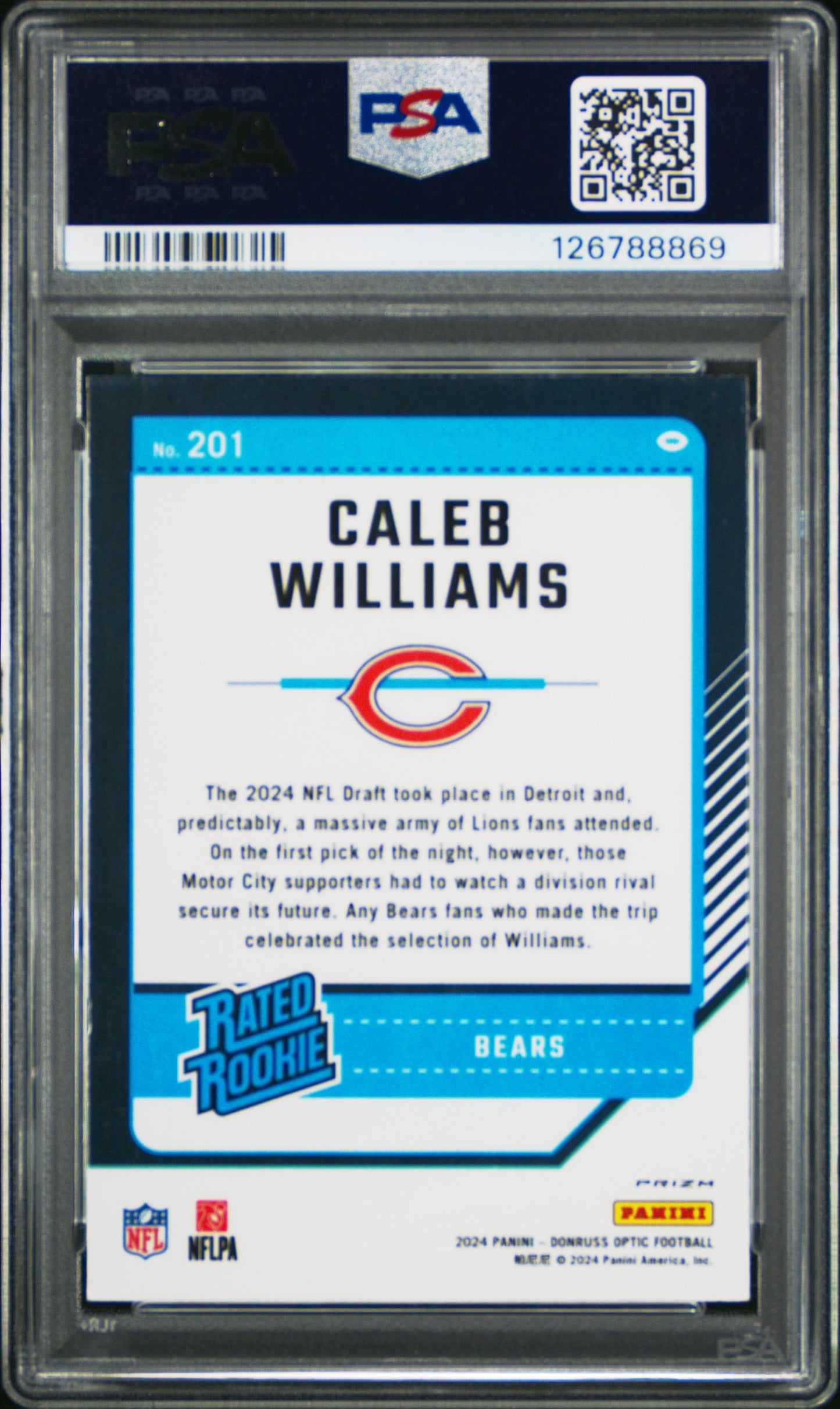 2024 Panini Donruss Optic Caleb Williams #201 Pink PSA 9 Chicago Bears